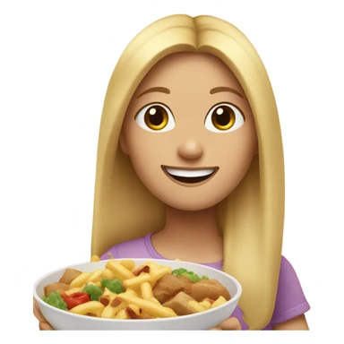  Blonde long hair girl eating big meal  sticker