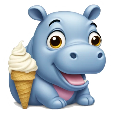 little hippo eats ice cream sticker