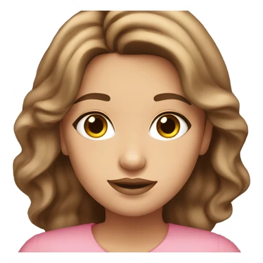 a pretty girl in a pink blouse, with brown hair and light strands, dark eyes and plump lips sticker