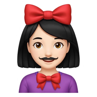 Adolf Hitler Like a girl hair with a bow  That he has black hair and a small mustache(„toothbrush) like Hitle sticker