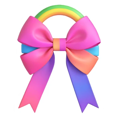 pink bow with a soft rainbow halo sticker