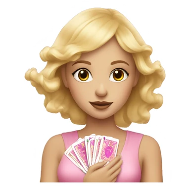 Blonde beautiful girl with pink pink tarot gold cards sticker