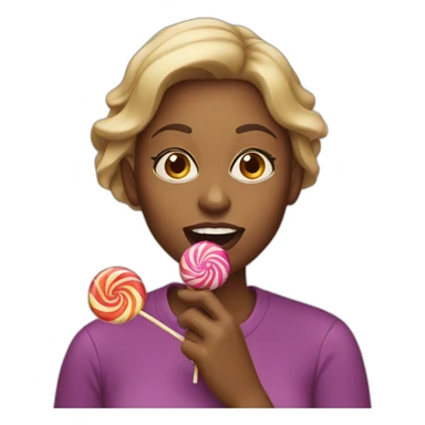 Woman eating lollipop sticker
