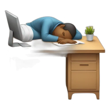 person sleeping on the Desk table sticker