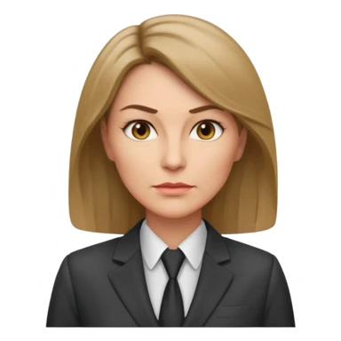 serious business woman in her forties in full suit dark blond hair standing sticker