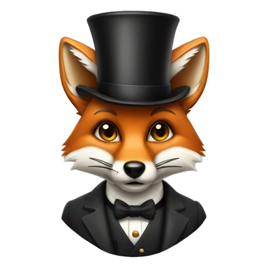 fox face with cylinder hat wearing a monocle sticker