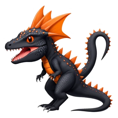 Black Salandit-Salazzle-Draco-Drakeon-Tyrunt-Fakémon-creature-hybrid with orange belly (full body) sticker