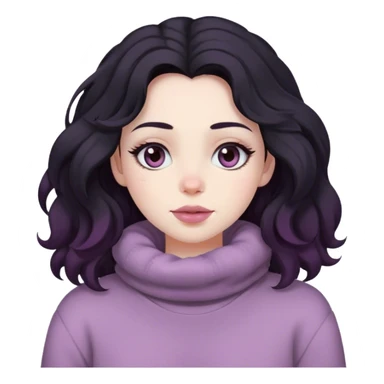 Black wavy hair pale skin hazel eyes mauve lips cozy  sticker