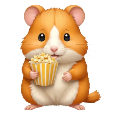 orange hamster holding pop corn sticker