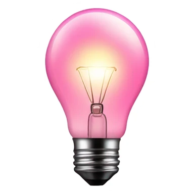 A completely pink light bulb, glowing softly with a warm, pink hue sticker