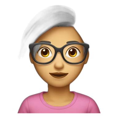 Fille 14 ans lunettes et cheveux châtains en couette sticker