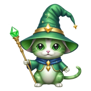 alien cat wizard with sparkles sticker