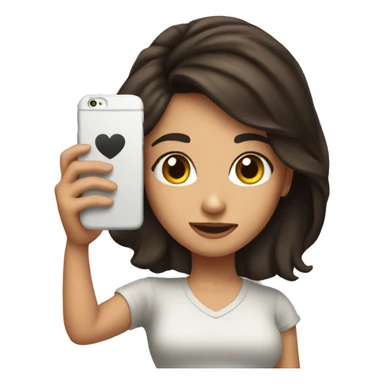 Brunette with iPhone in love sticker