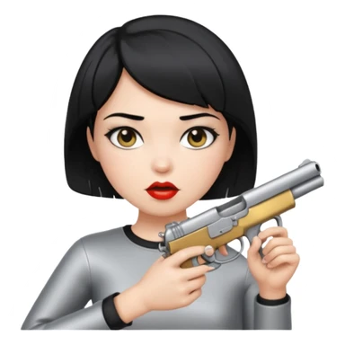 short hair girl gun in mouth sticker