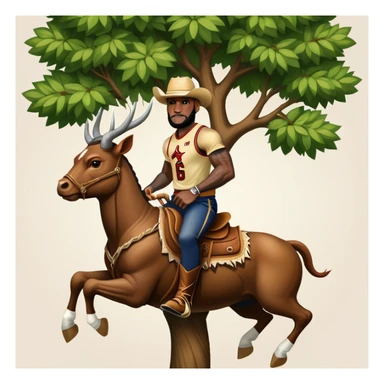lebron riding a tree like a bull rider sticker
