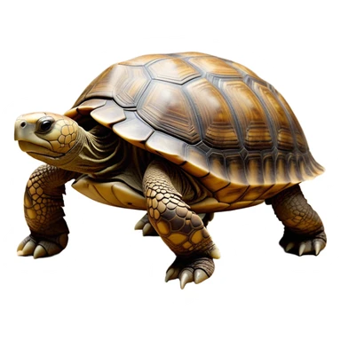 cinematic-tortoise-realistic-full-body-walking-emoji,-sturdy-domed-shell-in-rich-earthy-tones,-thick-scaled-legs-moving-slowly-but-deliberately,-wrinkled-wise-face-peering-ahead-with-calm-determination,-small-dark-eyes-reflecting-centuries-of-patience,-textured-leathery-skin-contrasting-with-the-hardness-of-its-shell,-simplified-yet-realistic-focused-features,-highly-detailed,-glowing-with-an-ancient-earthy-warmth sticker