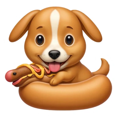 a dog eating a wiener dog in a bun  sticker
