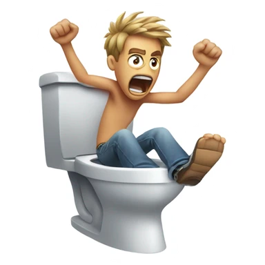 A man screaming skibidi while popping out of a toilet sticker