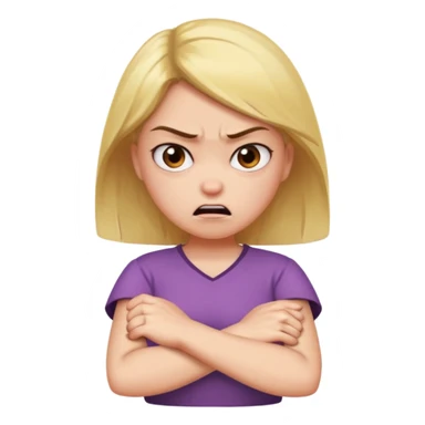 Girl crossing arms in front of her chest and making an angry face sticker