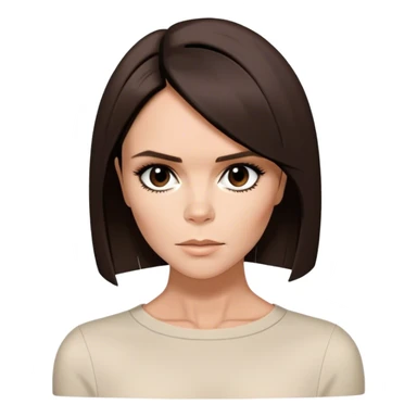 Victoria Beckham circa 1997 with short, dark brown, bob haircut parted down the center sticker