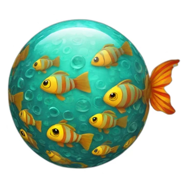 3d sphere with a cartoon hypnotic vine Tropical Fish skin texture with feminine eyes sticker
