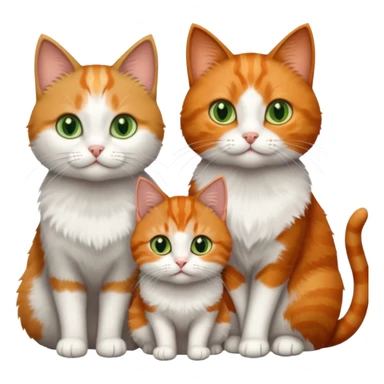 3 tiny different coloured short haired cats including a dark grey and white cat with green eyes,and  a ginger and white with orange eyes and a brown tabby and white with hazel eyes sticker