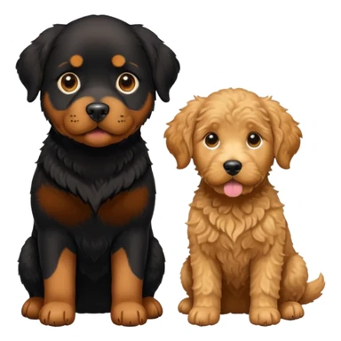rottweiler with cute big eyes and tan golden doodle and mini golden together  sticker