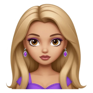 pretty bratz baddie, long darkblond hair, pretty makeup, long lashes, pretty brown eyes sticker