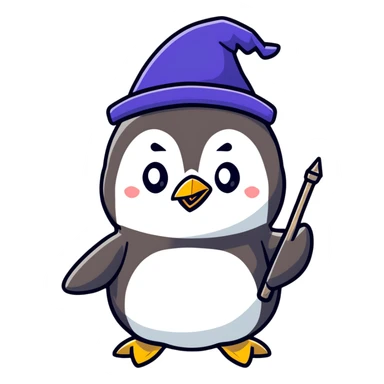 penguin wizard cartoon sticker sticker