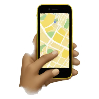 hand holding a iphone yellow map sticker