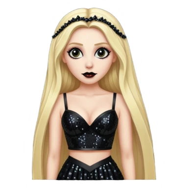 Bride of Dracula with long blonde hair, black sequin bra, black sequin long skirt sticker