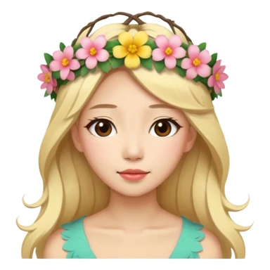 asian woman blonde flower crown long hair sticker