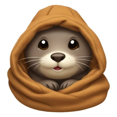 otter cozy in blanket with hat sticker