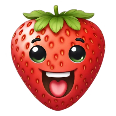 Strawberry with a cute face sticker
