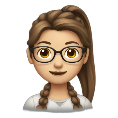 Cute girl with brown hair and a ponytail and glasses sticker