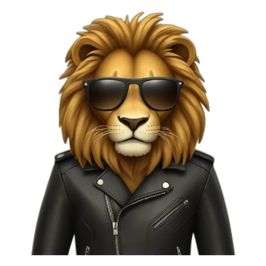 Lion, sunglasses, leather jacket sticker