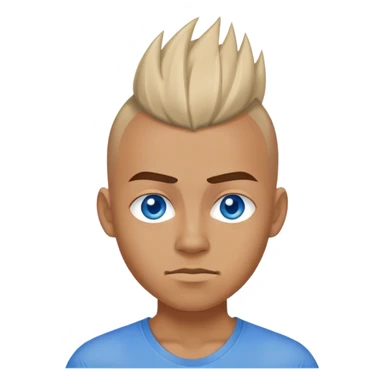 Blue shirt, Blue eyes, and a pointed Mohawk sticker