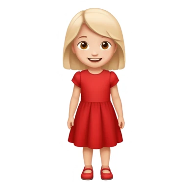 cute little child wearing a red dress, smiling sticker