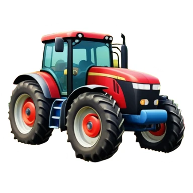An icon showing close-up tractor in a colorful rural landscape, inspired by Farming Simulator 23. The design features vibrant fields, barns, and crops under a bright sky, with tractors working the land. The peaceful and immersive farming environment is highlighted with a transparent background sticker