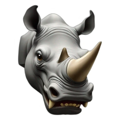 angry rhino head hanged on wall sticker