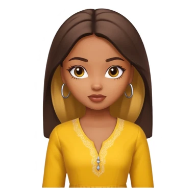 a pretty bratz dusky girl with yellow kurti on sticker