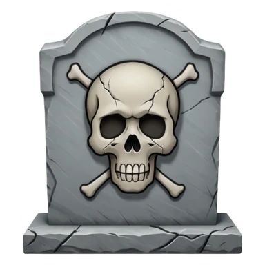 Headstone with skull, front view sticker
