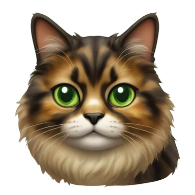 fluffy tortoiseshell cat with pleading green eyes sticker