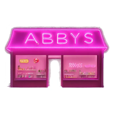 Pink neon sign that says “Abby’s Nail Bar” sticker