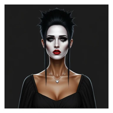 goth profile picture with a heart accent, cute, expressive, minimal, variation 2 sticker