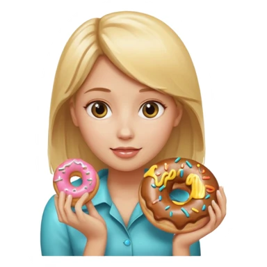 blonde female holding donut sticker