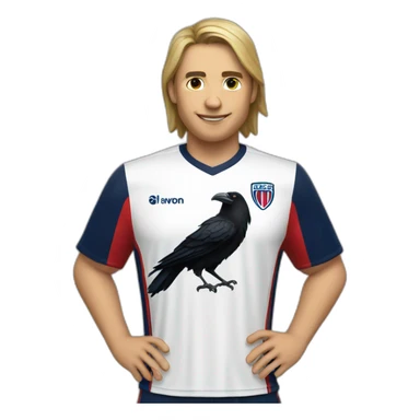 a crow wearing a san lorenzo soccer shirt sticker