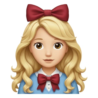 Blonde long wavy hair with a brown bow sticker