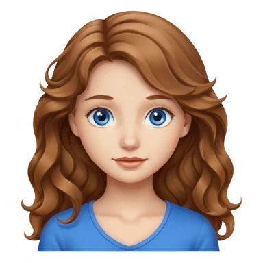 Please generate a portrait of a pretty girl with long, wavy, light brown hair. sticker