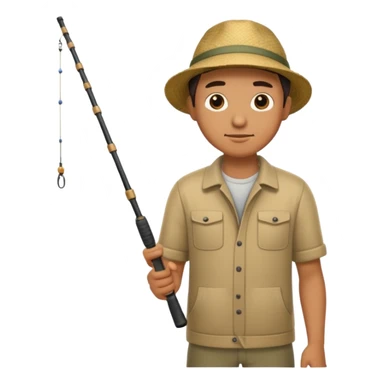 A man holding a bent fishing pole sticker